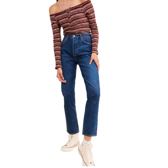 Agolde Denim - AGOLDE Remy High Rise Straight Leg Blue Denim Jean Women's Size 28
